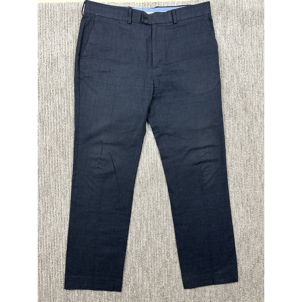 Charles Tyrwhitt‎ Chinos Mens 36x34 Navy Plaid Slim Fit Cotton Pants